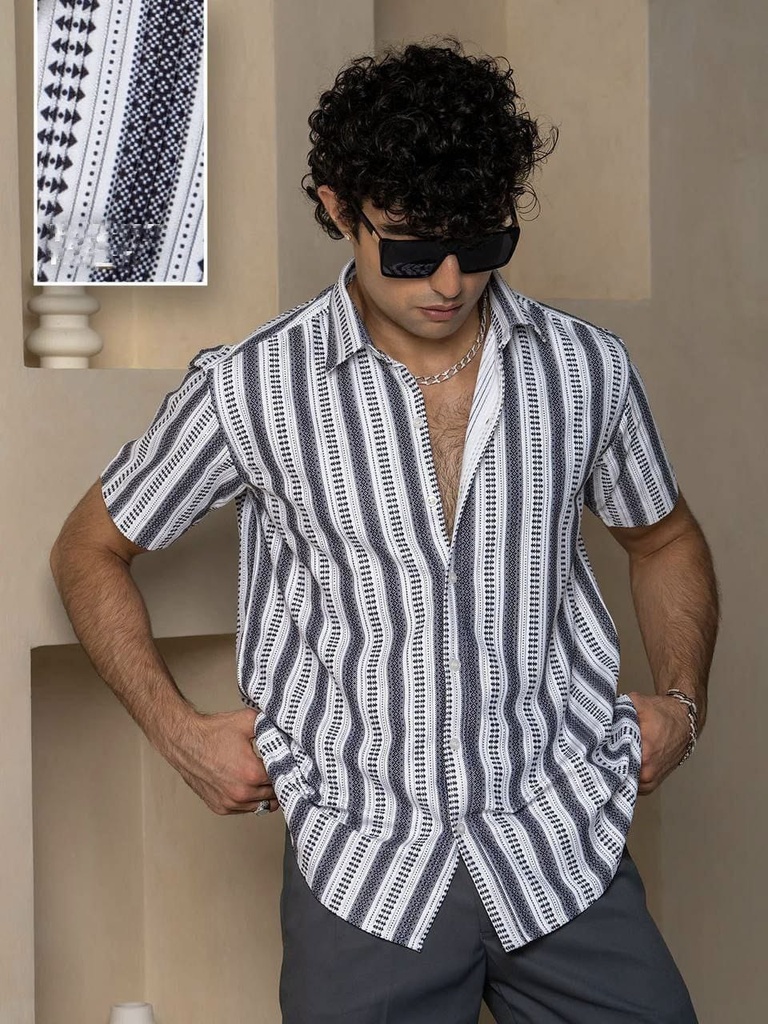 PARTY WEAR STRIP PRINT SHIRT